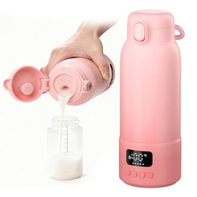 Tragbarer Flaschenwärmer Baby für Unterwegs: 500ml Heizmodi für Muttermilch und Wasser Schnelles Aufheizen und Lange Akkulaufzeit Große Kapazität für den Ganzen Tag