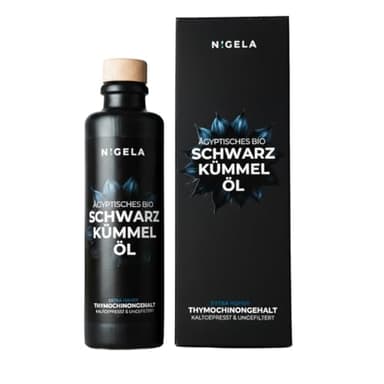 Nigela BIO Schwarzkümmelöl ungefiltert - Ägyptisches Schwarzkümmel Öl mit hohem Thymochinongehalt - In Bayern hergestellt - Zertifiziertes & Laborgeprüftes Black Seed Oil - 200ml