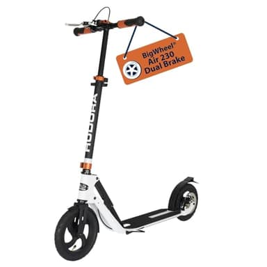 HUDORA BigWheel Air 230 Scooter - Tretroller mit Handbremse - Stabiler Aluminium-Roller mit Luftbereifung - Höhenverstellbarer & zusammenklappbarer Cityroller für bis zu 120kg