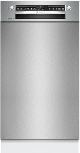 Bosch SPU4HMS10E, Serie 4, Smarter Unterbau-Geschirrspüler 45 cm, Besteckschublade, Extra Trocknen, SpeedPerfect Plus, hygienische Reinigung, Programmassistent, höhenverstellbarer Oberkorb, Edelstahl