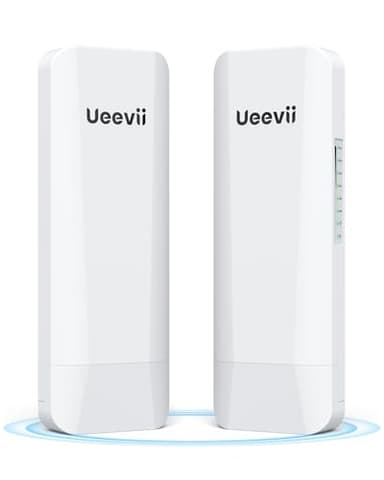 Drahtlose Brücke Punkt-zu-Punkt im Freien: UeeVii 5,8 GHz Dual 100 Mbps WiFi-Brücke, 2 km Reichweite CPE für Netzwerkerweiterung, PoE-Adapter, IP65 wetterfest, CPE453 für Starlink Garage Barn Shop