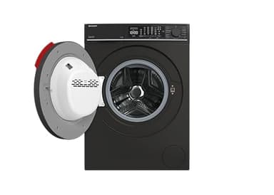 SHARP ES-MNFL814CMA-DE Waschmaschine Frontlader 8 kg, Energieeffizienzklasse A, 1400 U/min, Inverter Motor, AquaStop, Dampffunktion, MicroFiber-Filter, LED Touch Display – Mattschwarz