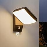 Leselux Aussenlampe mit Bewegungsmelder LED 18W, IP65 Wandlampe Aussen 3000K Warmweiß 1600LM, Abstrahlwinkel, Außenwandleuchten Aluminium, Wandlampe Schwarz 350° Einstellbar, Wandbeleuchtung