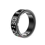 Fitness-Tracker-Ring, Smart-Ring mit Display und Ladeetui, Genaue Überwachung von Schrittzähler, Herz und Temperatur, IP68 Wasserdicht, 5 Tage Akkulaufzeit, Schwarz (#10)