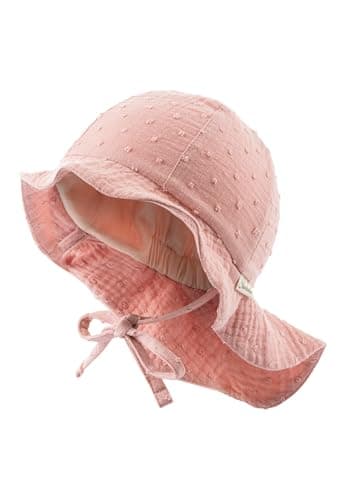 Sterntaler Sonnenhut Punkte - Mädchen Sommerhut aus Musselin - UV-Schutz 30 Sonnenhut - mit Nackenschutz - zum Binden - Futter aus Batist - Baby und Kinder Kopfbedeckung - mattrosa, Größe 43