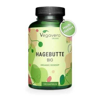 Bio Hagebutten Kapseln hochdosiert | EU Anbau | 700 mg pro Einheit | Laborgeprüft | Hagebuttenpulver | Vegan - ohne Zusatzstoffe | Deutsche Produktion von Vegavero | 180 Stück