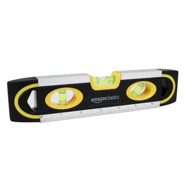 Amazon Basics Magnetische Torpedo-Wasserwaage und Lineal-Wasserwaage Lot/Wasserwaage/180-90-45-Grad-Blasen, 22.8 cm (9 zoll), Schwarz, Gelb