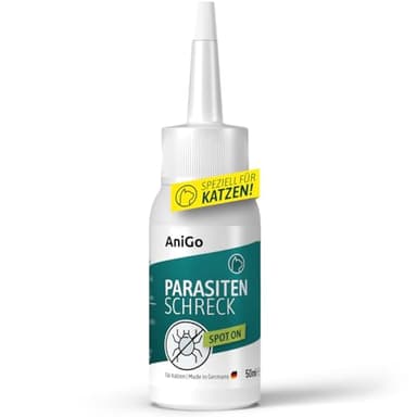 AniGo Parasitenschreck Spot On für Katzen 50ml – Flohmittel & Zeckenmittel für Katzen, Effektiv gegen Ektoparasiten Floh und Zeckenmittel, Lösung zum Auftropfen, Floh- & Zeckenschutz