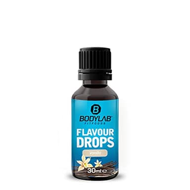 Bodylab24 Flavour Drops 30ml Vanille, Kalorienfreie, Zuckerfreie & Fettfreie Aroma-Tropfen, Flavdrops zum Süßen von Lebensmitteln, Kaffee Sirup, Geschmackstropfen ohne Künstliche Farbstoffe