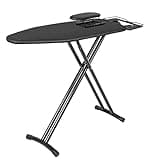 IBVIVIC Bügelbrett Comfortboard, Bügelfläche 122 x 38 cm, höhenverstellbar, platzsparend klappbar, Für meisten Dampfbügelstationen geeignet ist, Schwarz
