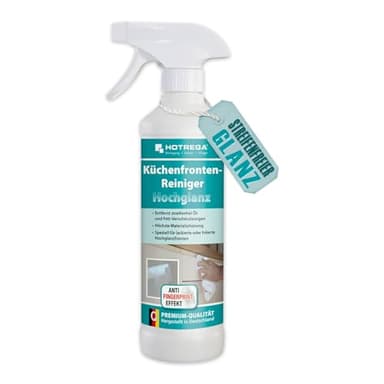 HOTREGA Küchenfronten-Reiniger Hochglanz 500 ml | Streifenfrei & pH-neutral | Entfernt Fingerabdrücke | Für lackierte, folierte & glänzende Flächen