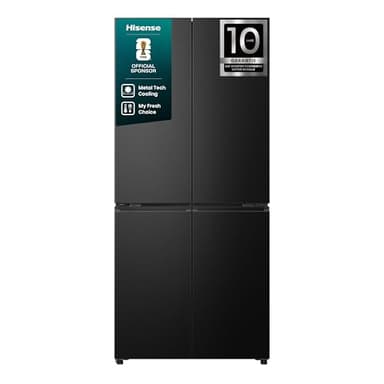 Hisense RQ5P470SAFD Cross-Door Kühl-Gefrier-Kombination, 304 Liter Kühlteil, 179 Liter Gefrierteil, Total NoFrost, Wifi, Multi AirFlow, FastFreeze, Energieeffizienzklasse D, 178,5cm x 79,4cm, schwarz