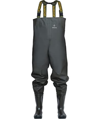 PROS Wathose wasserdichte Anglerhose Fischerhose Dunkles Oliv 45 EU