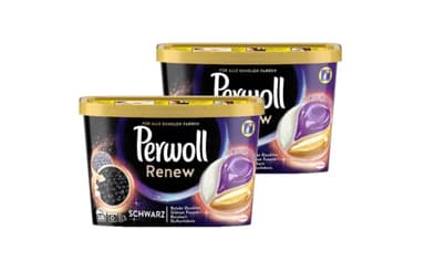 Perwoll Renew Caps Schwarz & Faser Waschmittel, 36 (2 x 18 Wäschen), sanft reinigende All-in-1 Waschmittel Caps zur Farbauffrischung und Faserglättung bei schwarzer & dunkler Wäsche