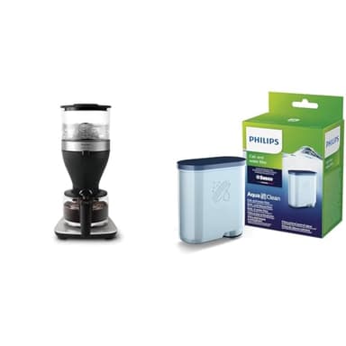 Philips Filterkaffeemaschine – 1.25-Liter-Fassungsvermögen & Philips AquaClean Kalk- und Wasserfilter für Espressomaschine, Kein Entkalken bis 5000 Tassen, Doppelpack