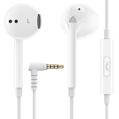 LUDOS Zenith Kopfhörer In Ear Kopfhörer mit Kabel und Mikrofon, 2-Jahre Garantie, In Ear Ohrhörer, 3,5 mm Klinkenstecker Earbuds, Satte Bässe Earphones, Headphones für iPhone, iPad, Samsung - Weiß