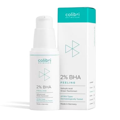 colibri skincare 2% BHA Peeling 30ml Travel Size - Salicylsäure Peeling für alle Hauttypen - Chemisches Exfoliant für das Gesicht zur Minderung von Pickeln & Mitessern - hilft Poren zu verkleinern