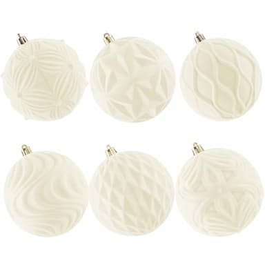 Lanpn 6 STK 10cm Große Samt Weihnachtskugeln, Grosse Beflockt Weihnachtsbaum Kugeln, XXL Christbaumkugeln, Riesen Tannenbaum Kugel Weihnachtsdeko Christbaum-Schmuck für Winterurlaub Party, Beige