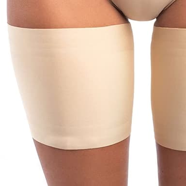 looksy Elastische Hellbeige berschenkelbänder Unisex Anti-Scheuern dehnbar verhindern Oberschenkel Reiben Satin gefüttert Protektor Anti-Rutsch-Silikon, Natural Gr. L
