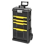 Stanley Rollende Werkstatt aus Metall-Kunststoff 1-79-206 – Werkzeugwagen leer mit 3 modularen Einheiten – Vielseitige Werkzeugbox für Kleinteile und große Werkzeuge