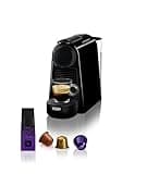Nespresso De'Longhi Essenza Mini EN 85.B Kaffeekapselmaschine Welcome Set mit Kapseln in unterschiedlichen Geschmacksrichtungen 19 bar Pumpendruck,Platzsparend,1370W,0.6ml,32.5 x 11 x 20.5 cm,Schwarz