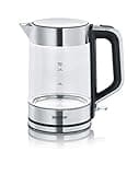 SEVERIN Wasserkocher, Glas, Edelstahl, kompakt und leistungsstark, 1,7 L, 100 Prozent BPA-frei, 2.200 W, WK 3420