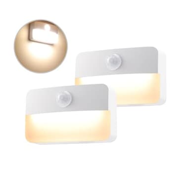 da LIGHT Nachtlicht mit Bewegungsmelder innen Batterie, 2 Stück LED Treppenbeleuchtung, Schranklicht Auto EIN/AUS, Sensor Licht 3000K Warmweiß für Flur, Schlafzimmer, Küchen