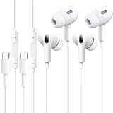 2Pack USB-C Kopfhörer für iPhone 16/15/Plus/Pro/Pro Max,Kabelgebundene HiFi-Stereo In-Ear-Ohrhörer mit Mikrofon&Lautstärkeregler Kompatibel mit iPad Pro,Pixel 7 6,Galaxy A55 A34 A54 A53 S24 S23 FE etc