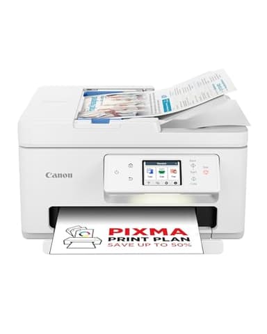 Canon PIXMA TS7750i Multifunktionsdrucker 4in1 (Tintenstrahl,Drucken, Kopieren, Scannen,Faxen, A4, 6,7 cm Touch, WLAN, 35 Blatt ADF, 2 Papierzuführungen, kompatibel mit Pixma Print Plan "Abo") Weiß