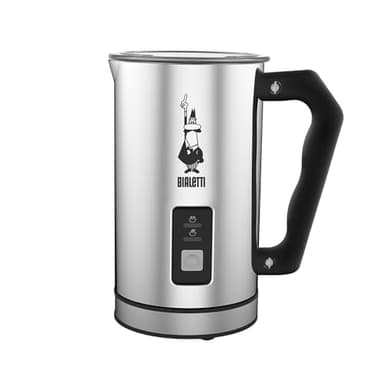Bialetti 0004430 Montalatte Elettrico, Fassungsvermögen 240 ml, 500 W, 1 Tasse Rostfreier Stahl, Silber schwarz