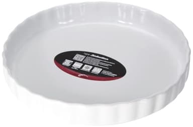 CREALYS 512734 Antihaftbeschichtete Keramik-Kuchenform – Weiße Kuchenform, Durchmesser 28 Zentimeter – Runde antihaftbeschichtete weiße Keramik-Kuchenform – Quicheform