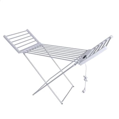 Belvit Wäscheständer elektrisch mit Heizung und Timer, Wäschetrockner beheizbar und klappbar, 18 Heizstäbe, LCD Display, 260 W, Aluminium