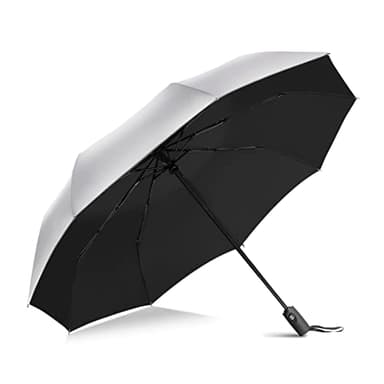 ZOMAKE Sonnenschirm,UPF 50+UV Schutz Regenschirm,Automatik Auf und Zu Umbrella,Silberbeschichtung schirm Klein,taschenschirm faltbar,kompakt für Damen Herren und Familie(Silber Schwarz)