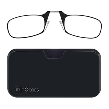 ThinOptics Lesebrille 2.0, mit schwarzem Rahmen und kompaktem Universal-Etui, Lesebrille 2.0, mit klappbarem Rahmen und flexibler Einstellungstechnologie