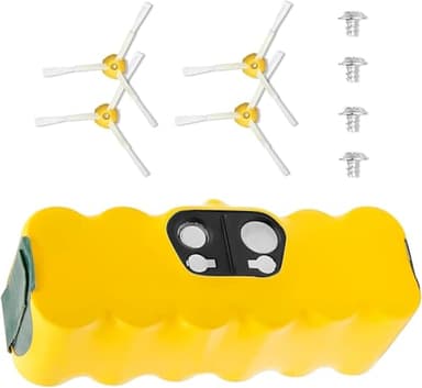 5000mAh NI-MH Ersatzakku Akku für iRobot Roomba 500 600 700 800 Serie 510 520 530 540 550 570 580 610 620 630 650 660 760 770 780 870 790 880, Upgrade14.4V Akku(4 dreieckige Bürsten + 4 Schrauben)