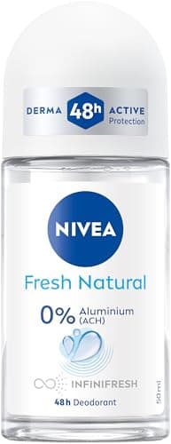 NIVEA Fresh Natural Deo Roll-On, Deoroller ohne Aluminium mit frischem Duft, Deodorant mit Meeresextrakten ohne Ethylalkohol für 48h Schutz (50 ml)