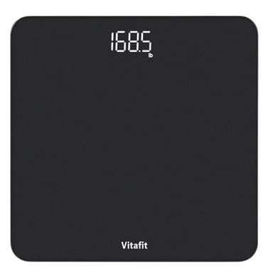 Vitafit Personenwaage Digital, Hohe Genauigkeit 0,05kg durch Unser Professionelle Fabrik Seit 2001,Waage Personen mit LED und Step-On, Körperwaage mit 182kg, Silberschwarz Sprühen