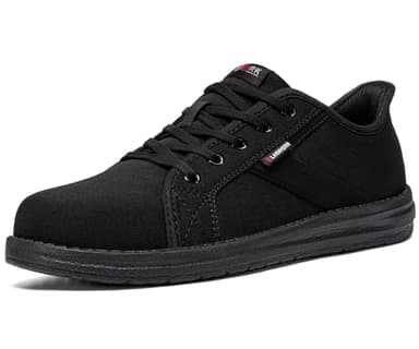 LARNMERN Arbeitsschuhe Herren Sicherheitsschuhe Leichte Stahlkappenschuhe Bequeme Stahlkappe Skateboard-Schuhe Dämpfung(43 Herren,Schwarz)