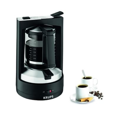 Krups Filterkaffeemaschine T8, 850 Watt, automatische Abschaltung, 8-12 Tassen, 1L Fassungsvermögen, permanenter Filter, beleuchteter Ein-/ Ausschalter, benutzerfreundlich, schwarz, KM4689
