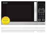 Sharp R642INW 2-in-1 Mikrowelle mit Grill/ 20 L/ 800 W/ 1000 W Quarzgrill/ 8 Automatikprogramme/ Timer/ Kindersicherung/ Energiesparmodus/ Glasdrehteller (25, 5 cm)/ silber