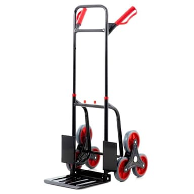Pallit Sackkarre klappbar & höhenverstellbar [120kg] - ergonomische Treppensteiger-Transportkarre Diablo-FS aus Stahl mit 3-Räder-System als Treppensackkarre, Schubwagen oder Holztransportkarre