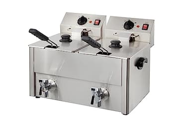 GastroHero Doppelfritteuse 2x10L I Große Edelstahl-Fritteuse mit Ablasshahn, Thermostaten und Überhitzungsschutz I Ideal für Gastronomie und Restaurants