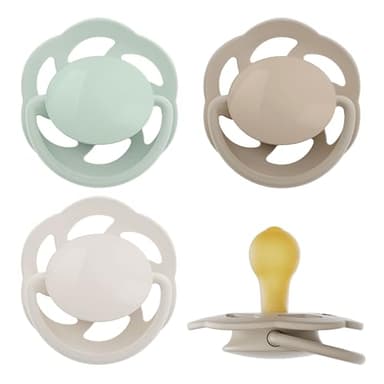 nip - Cherry Green Newborn | 0-2 Monate | 4er Pack | Stillfreundlicher, zahnfreundlicher Babyschnuller für Neugeborene. Nachhaltiger Schnuller aus natürlichen Rohstoffen, Grün/Braun