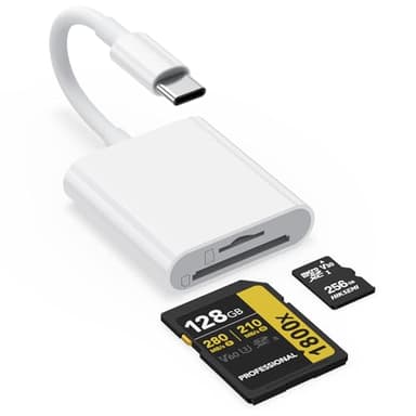 USB C SD Kartenleser, USB-C auf SD Micro SD MS Kartenlesegeräte Adapter, Kompatibel mit iPhone 16 15 Serie, Samsung Galaxy Serie, iPad Pro/iPad Air (Weiß)