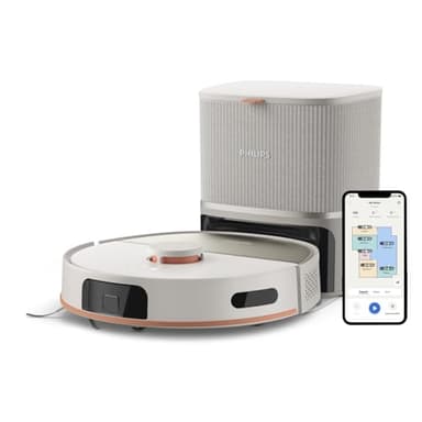 Philips Homerun 5000 Series Saug- & Wischroboter, Doppelter Wischmopp, 10.000Pa Saugkraft, Auto-Entleerungsstation mit S-Bag®, Laser-Linien-Navigation, Teppich-Boost, Homerun App (XU5100/20)