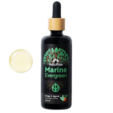 NatuRise® Omega 3 Vegan - Algenöl - 1884mg DHA, EPA & DPA - Hochdosiert - 100 ml - Laborgeprüft – Triglycerid-Form - Pipette mit Dosierskala - UV-Glas