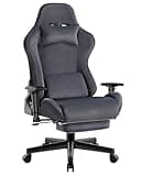 Devoko Gaming Stuhl, Hochwertiger Stoff Bürostuhl weich und atmungsaktiv, 90-180° Rückenlehne verstellbar Gamer Stuhl, Gaming Chair mit Massagefunktion, PC Stuhl Verstellbare Armlehnen, Gray