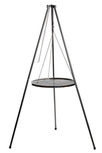 Brandsseller Dreibein-Grillgestell 1,40 m – Höhenverstellbarer Grillständer aus rostfreiem, verzinktem Stahl inkl. Ketten – für Schwenkgrill & Feuerschale – Outdoor, BBQ, Camping