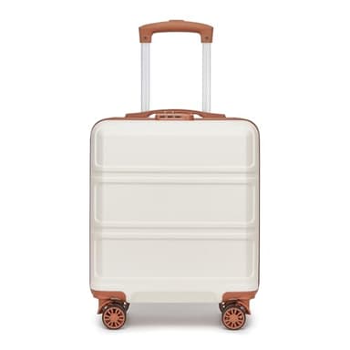 KONO Koffer Klein 16 Zoll Leicht ABS+PC Hartschalenkoffer mit Zahlenschloss Reisekoffer mit 4 Rollen Handgepäck für Ryanair und easyJet 45x35x20cm, Cremeweiß