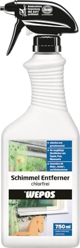 Wepos Schimmel Entferner Chlorfrei 750 ml | Vernichtet kraftvoll und nachhaltig jeden Schimmel | Beseitigt dauerhaft | wirkt bleichend und desinfizierend | Sofortwirkend | reicht für 10-15m²
